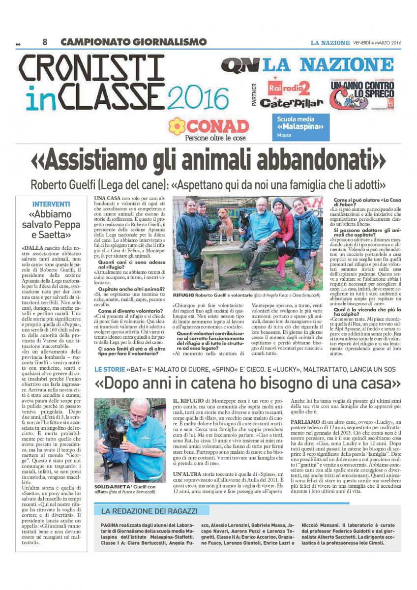 La pagina pubblicata dai nostri giornalisti