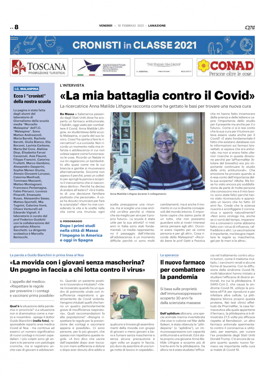 La prima pagina del laboratorio di giornalismo (a.s. 2020-2021)