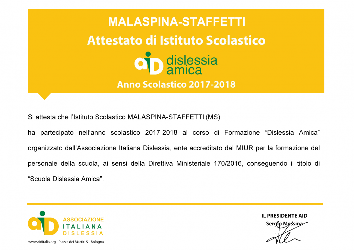 La certificazione della nostra scuola
