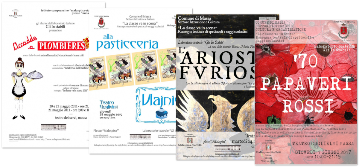 Alcune locandine degli spettacoli teatrali della "Malaspina"